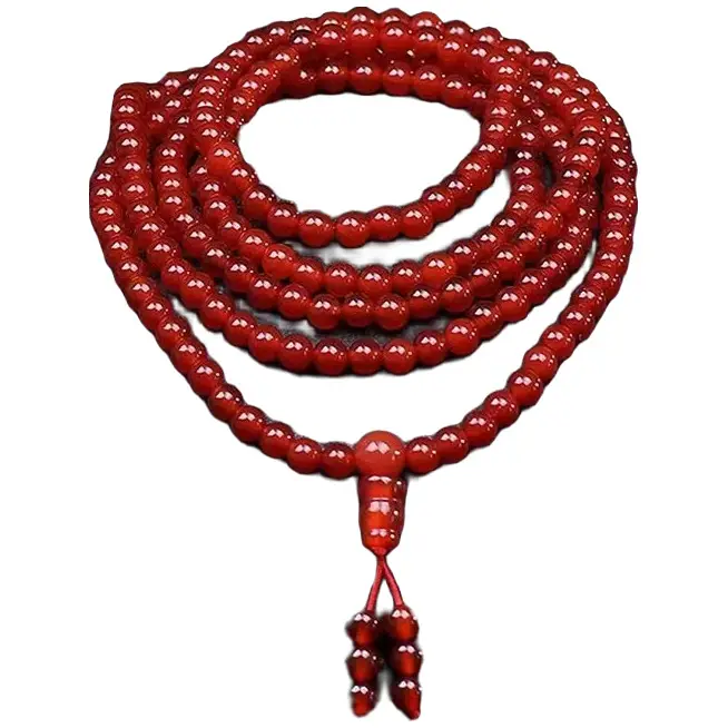 Red Agate Prayer Beads Multi-Circle Bracelet Sweater Chain