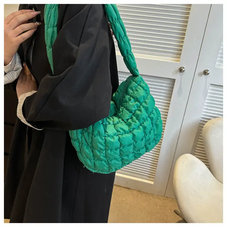 White Bubble Plaid Crossbody Bag 2024 Winter - Image 10