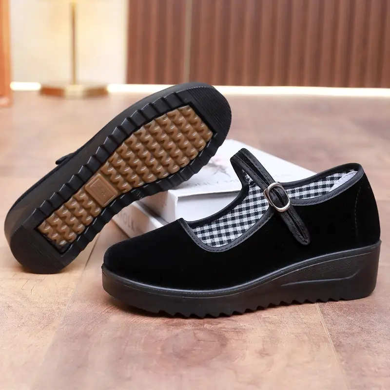 Old Beijing Cloth Shoes Women's Height Increasing Thick-soled Work Shoes Platform Sole Mother Women's Single Shoes Comfortable Non-slip Hotel Work Shoes - Image 4
