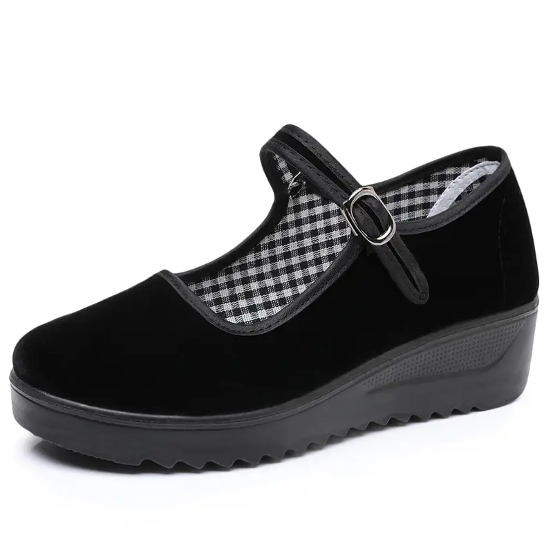 Old Beijing Cloth Shoes Women's Height Increasing Thick-soled Work Shoes Platform Sole Mother Women's Single Shoes Comfortable Non-slip Hotel Work Shoes - Image 6