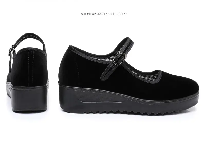 Old Beijing Cloth Shoes Women's Height Increasing Thick-soled Work Shoes Platform Sole Mother Women's Single Shoes Comfortable Non-slip Hotel Work Shoes — feature 22