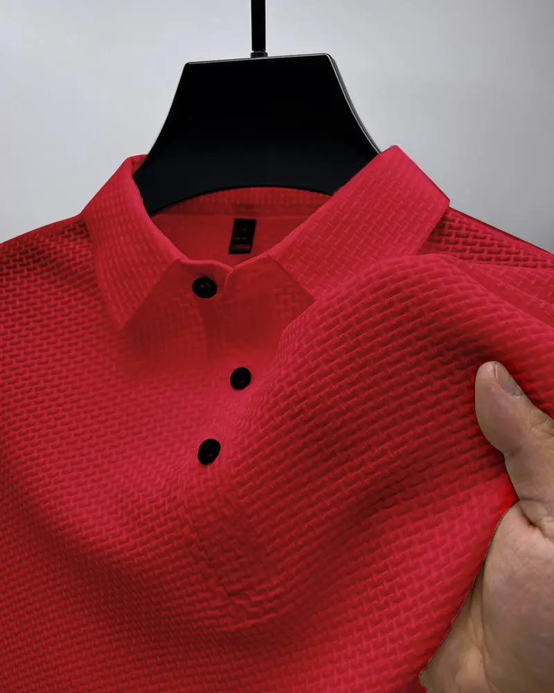 Men's Blue Ice Silk Polo T-Shirt Summer Collar - Image 7