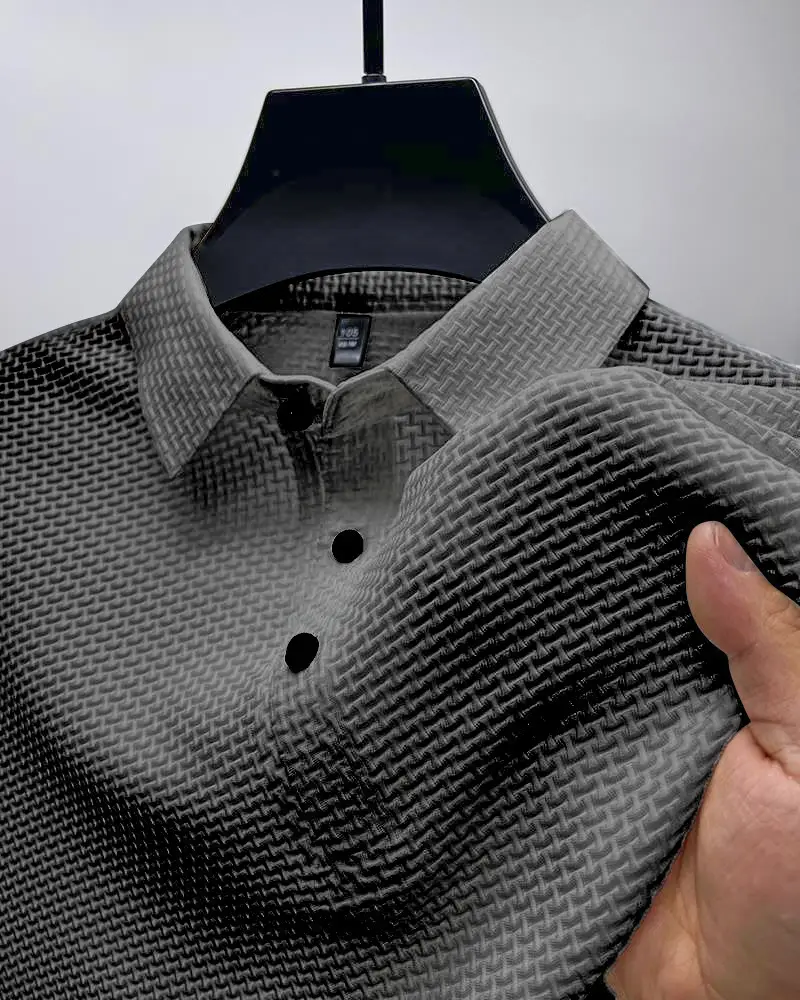 Men's Blue Ice Silk Polo T-Shirt Summer Collar - Image 8