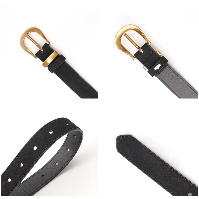 Vintage Grey Anti-velvet Belt with Gold Buckle - Image 10