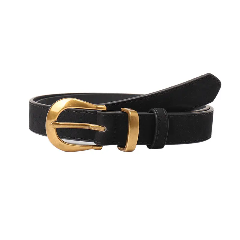 Vintage Grey Anti-velvet Belt with Gold Buckle - Image 11