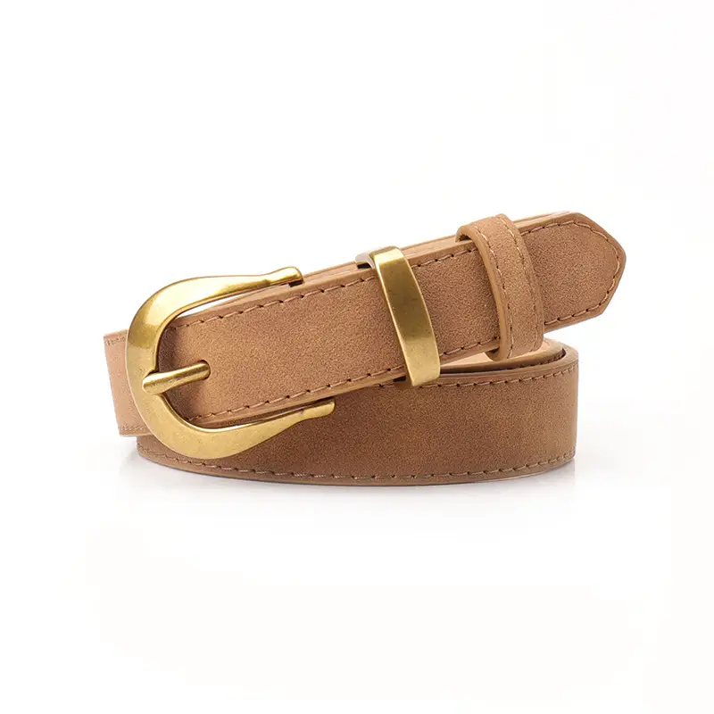 Vintage Grey Anti-velvet Belt with Gold Buckle - Image 4