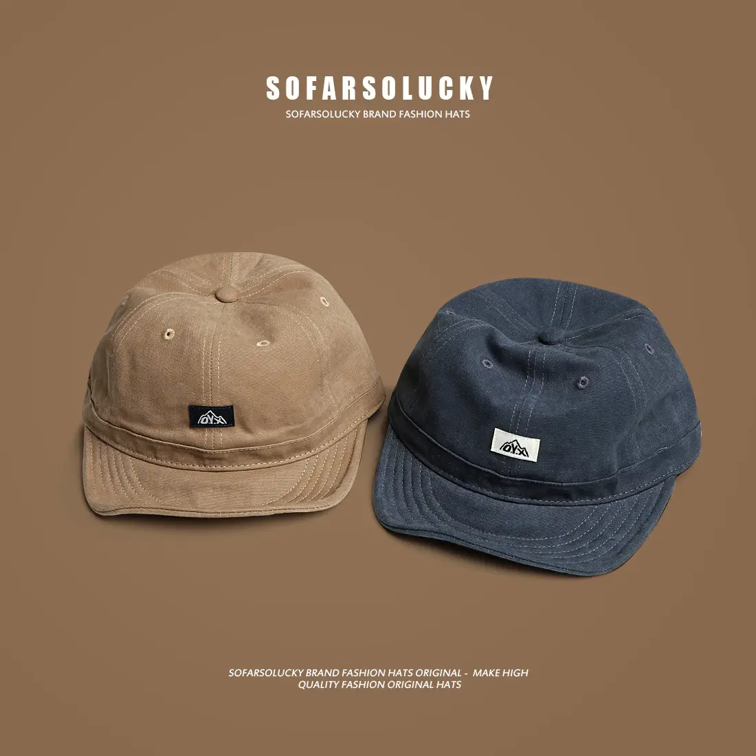 Japanese Retro Brown Peaked Cap for Men