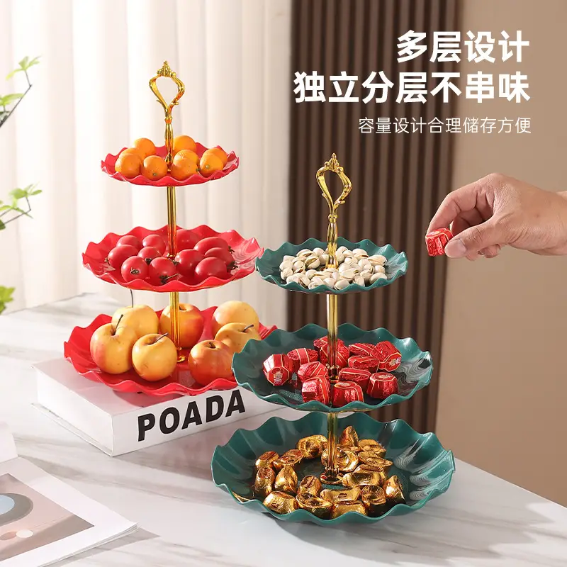 Three-Layer Gold Leaf Fruit Plate for Home & Hotel - Image 7