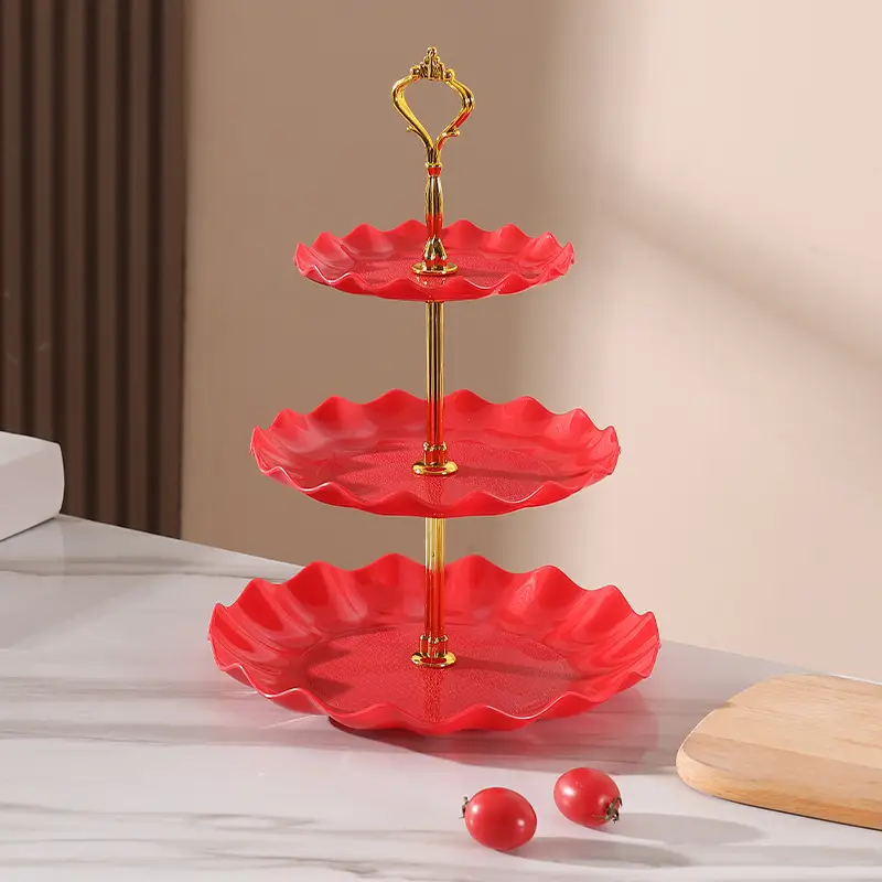 Three-Layer Gold Leaf Fruit Plate for Home & Hotel - Image 2