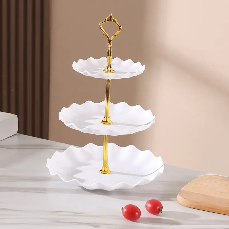 Three-Layer Gold Leaf Fruit Plate for Home & Hotel - Image 3