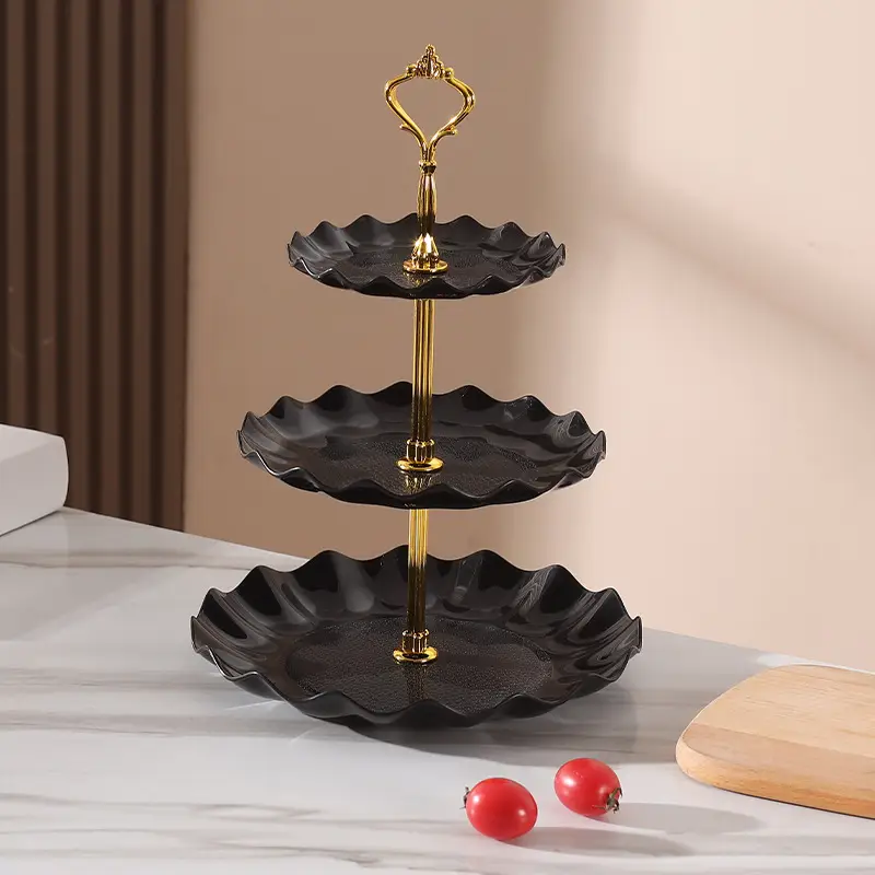 Three-Layer Gold Leaf Fruit Plate for Home & Hotel - Image 4