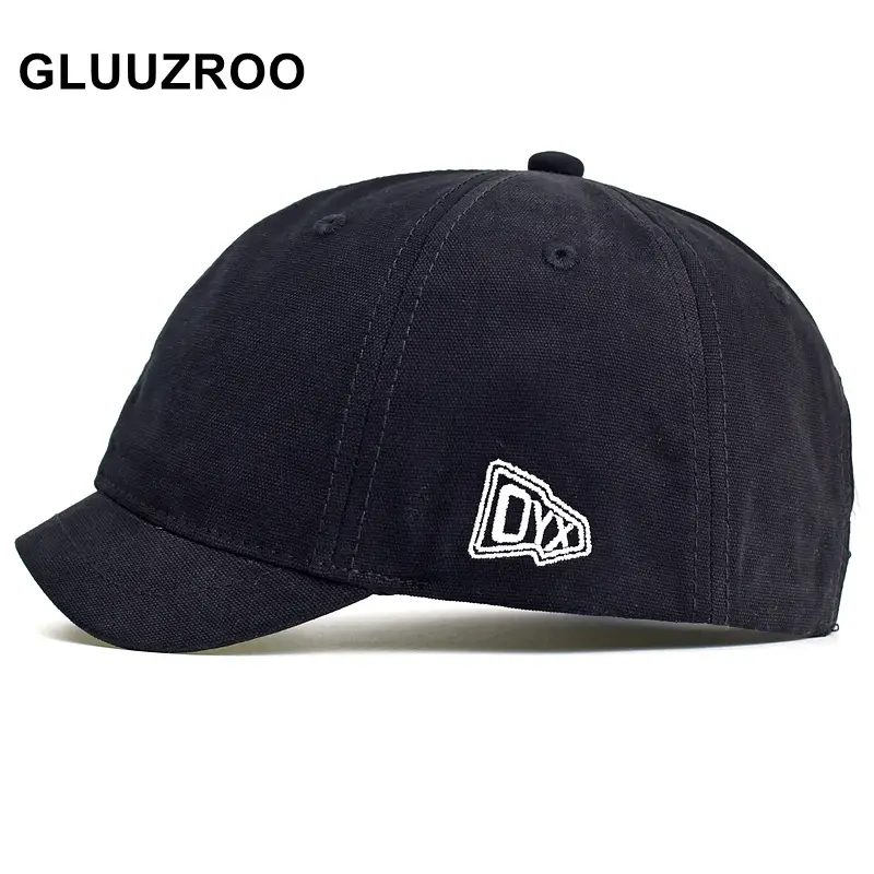 Men's Navy Blue Japanese Retro Cap with 3cm Short Brim - Image 6