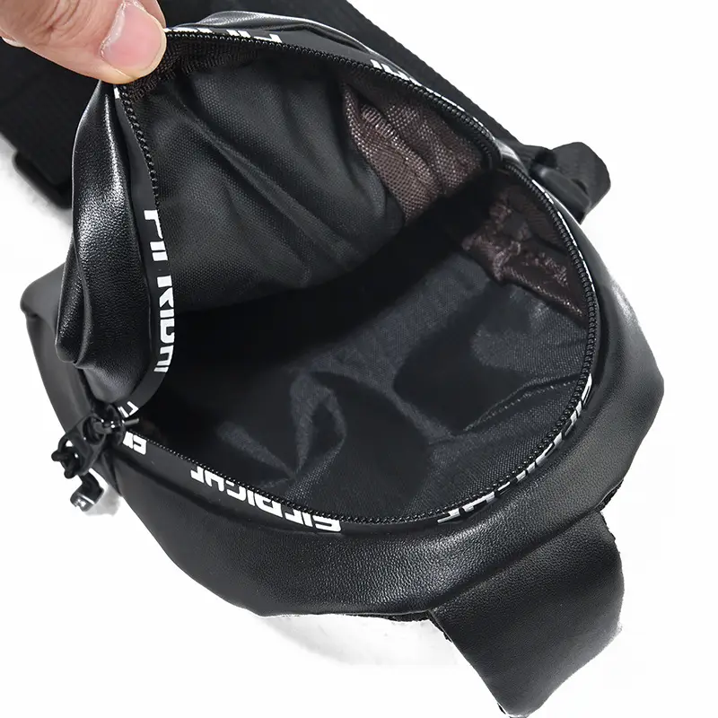 Pink Textured Women's Chest Bag with Black Strap - Image 4