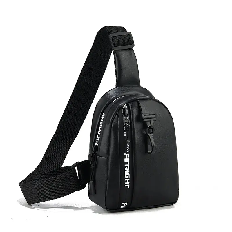 Pink Textured Women's Chest Bag with Black Strap - Image 6