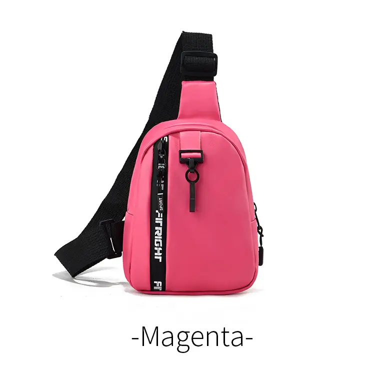 Pink Textured Women's Chest Bag with Black Strap — feature 16