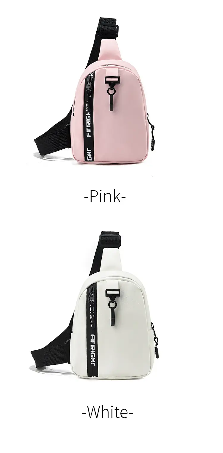 Pink Textured Women's Chest Bag with Black Strap — feature 17