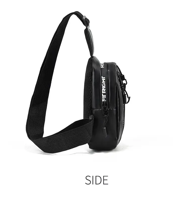 Pink Textured Women's Chest Bag with Black Strap — feature 19