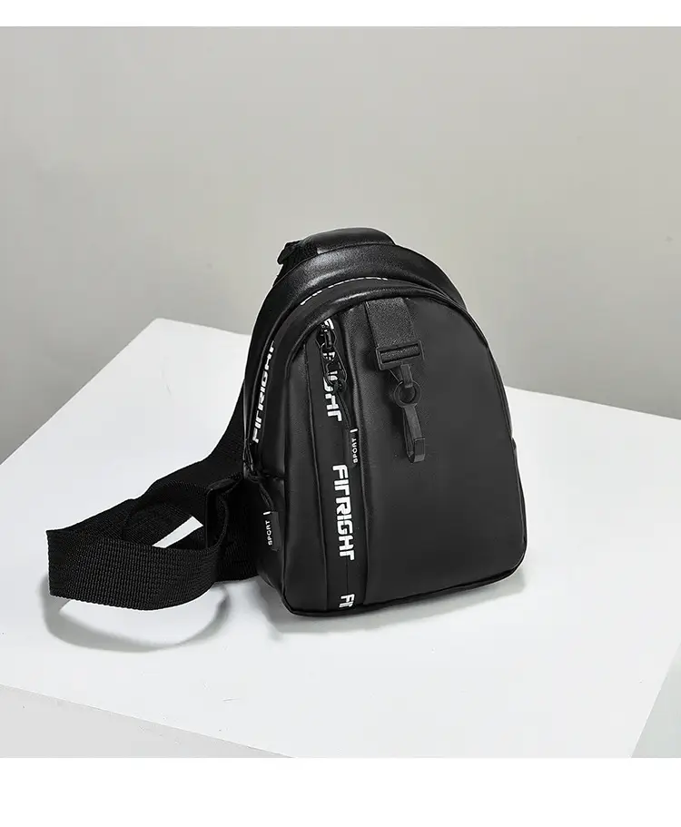 Pink Textured Women's Chest Bag with Black Strap — feature 3