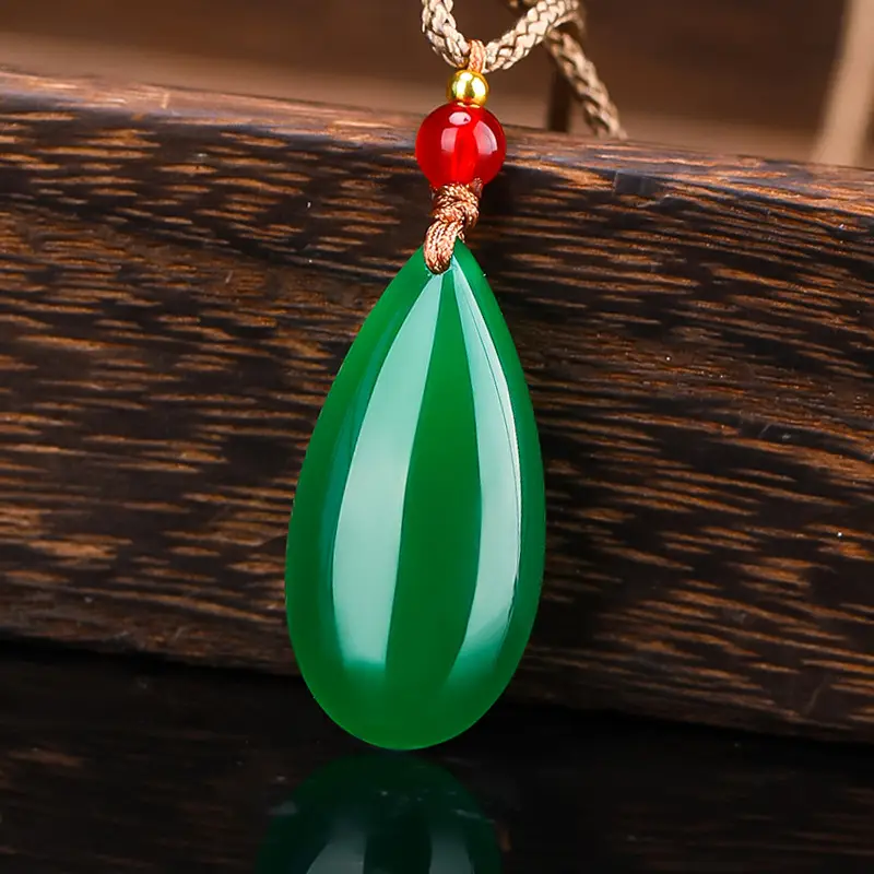 Green Agate Water Drop Pendant for Women - Image 4