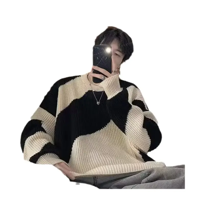 Men's Blue & Cream Pullover Sweater Lazy Style Ins - Image 5