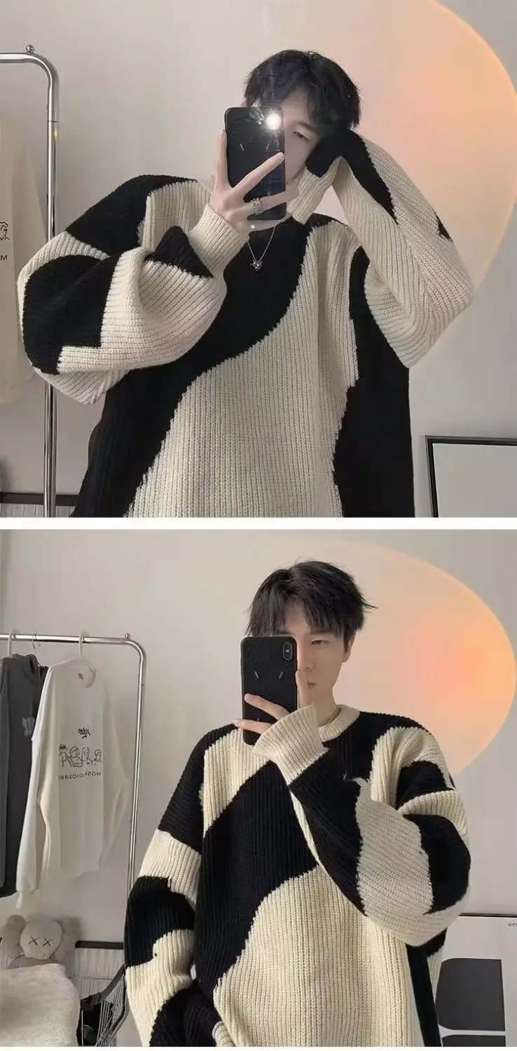 Men's Blue & Cream Pullover Sweater Lazy Style Ins — feature 13
