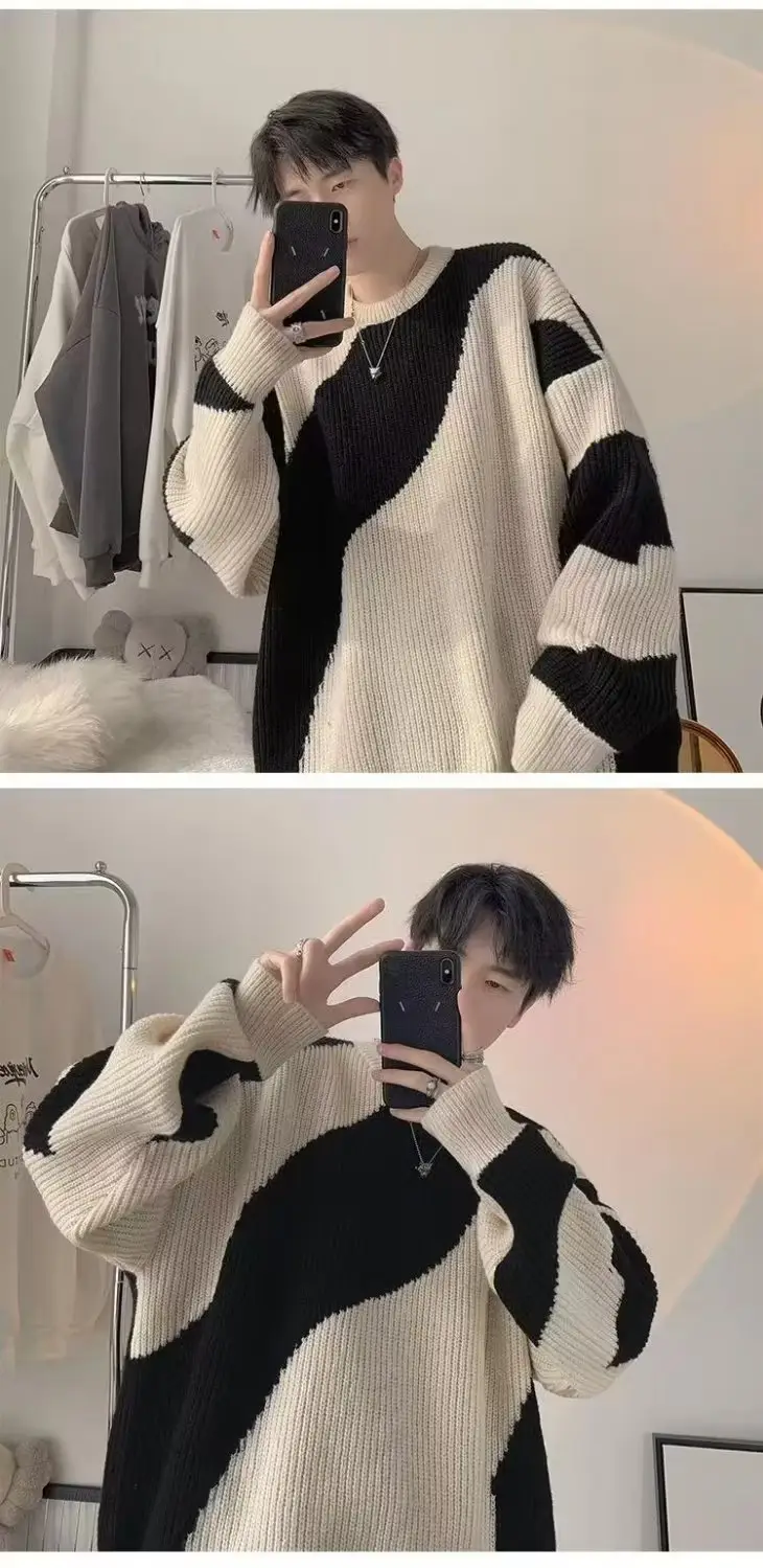 Men's Blue & Cream Pullover Sweater Lazy Style Ins — feature 14