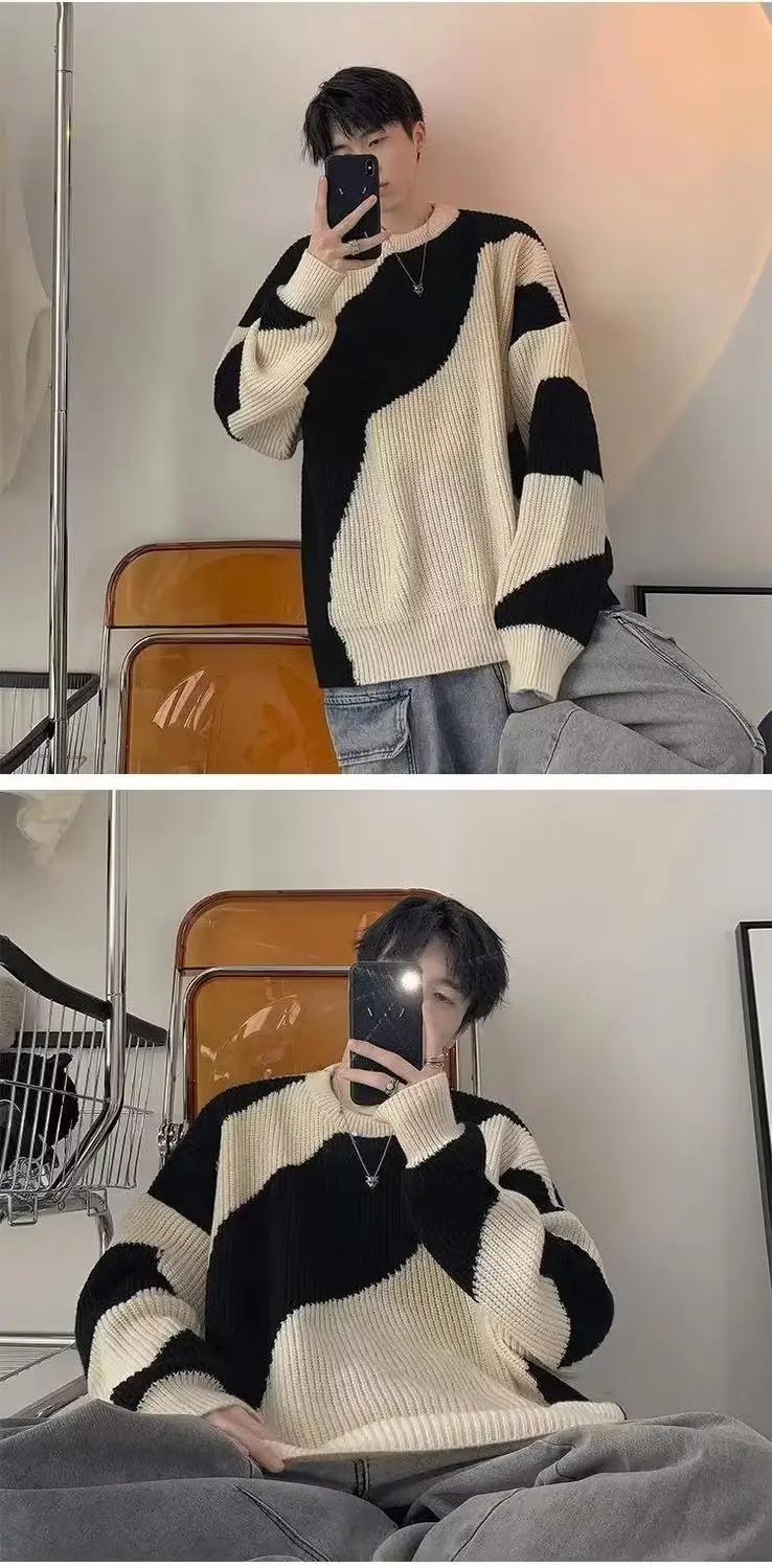 Men's Blue & Cream Pullover Sweater Lazy Style Ins — feature 15