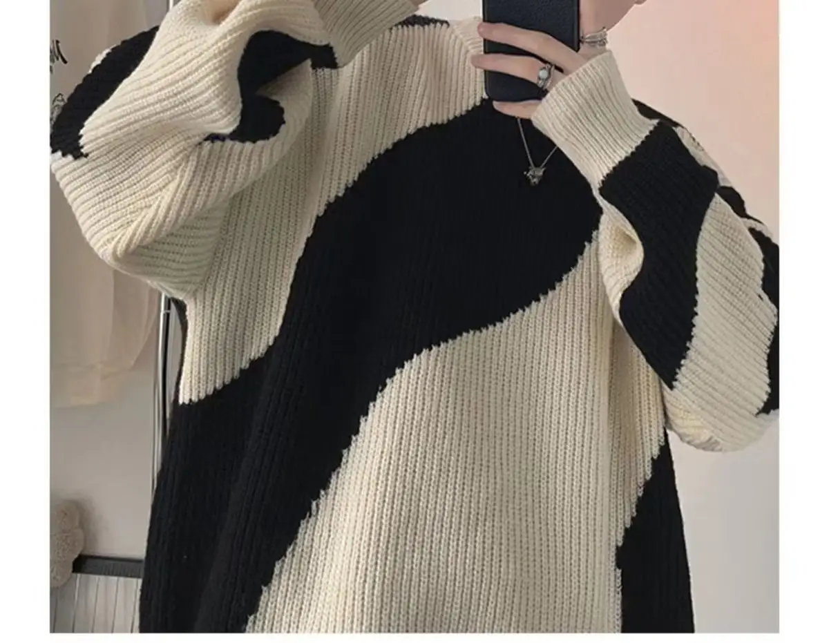 Men's Blue & Cream Pullover Sweater Lazy Style Ins — feature 6