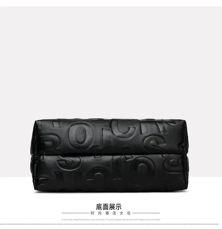Black Embossed Letter Tote Bag for Women with Red Handles — feature 23