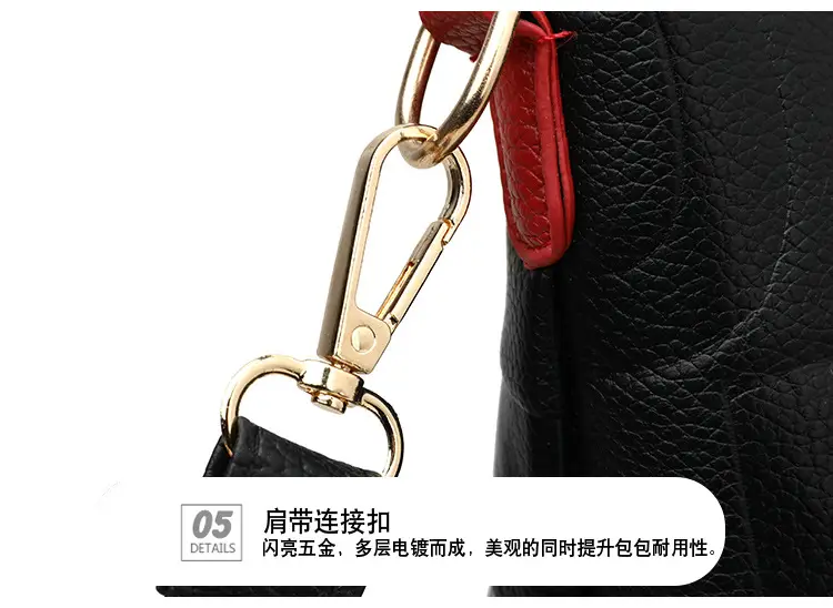 Black Embossed Letter Tote Bag for Women with Red Handles — feature 28