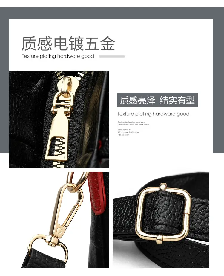 Black Embossed Letter Tote Bag for Women with Red Handles — feature 6