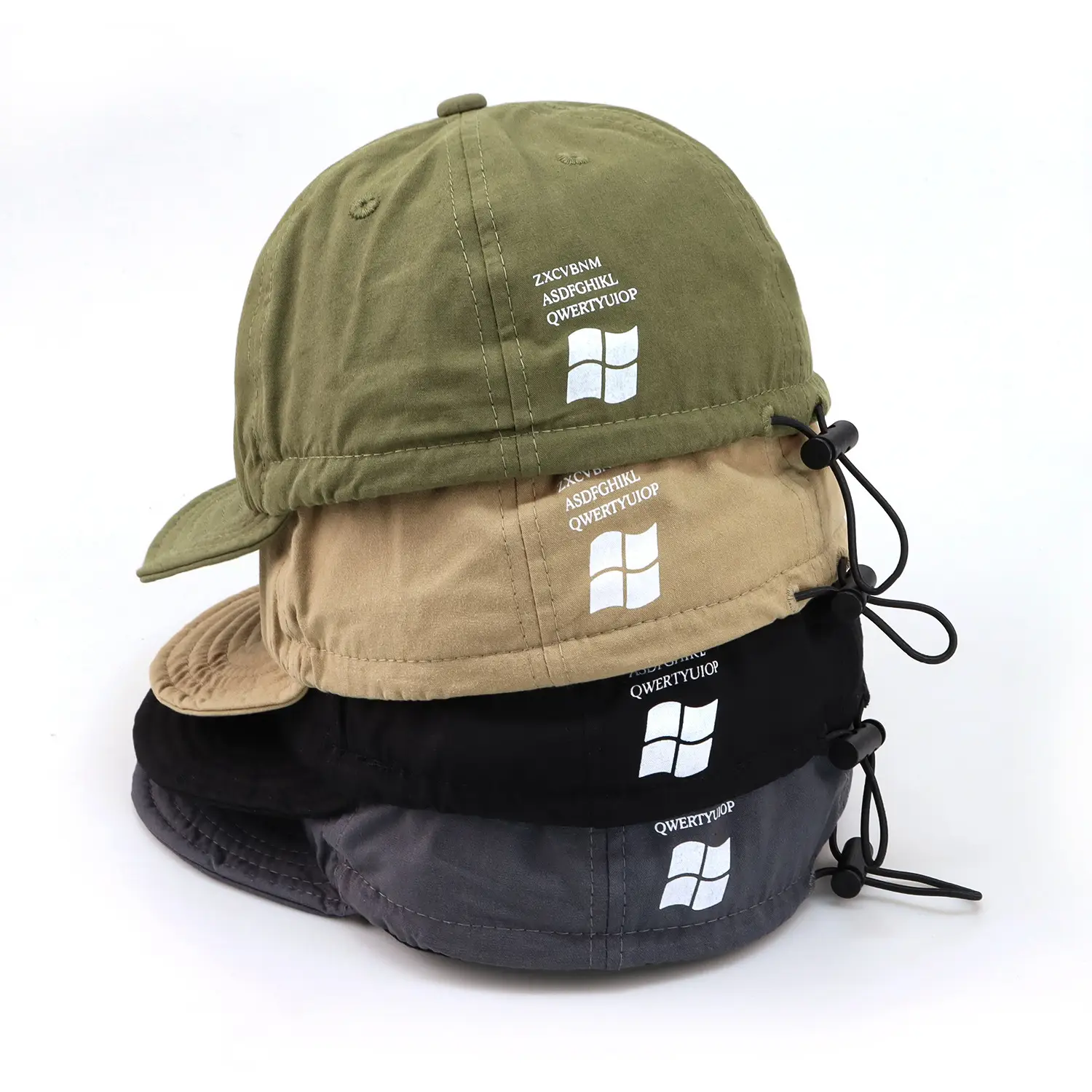 Japanese Style Drawstring Cap Black Wash Men Women