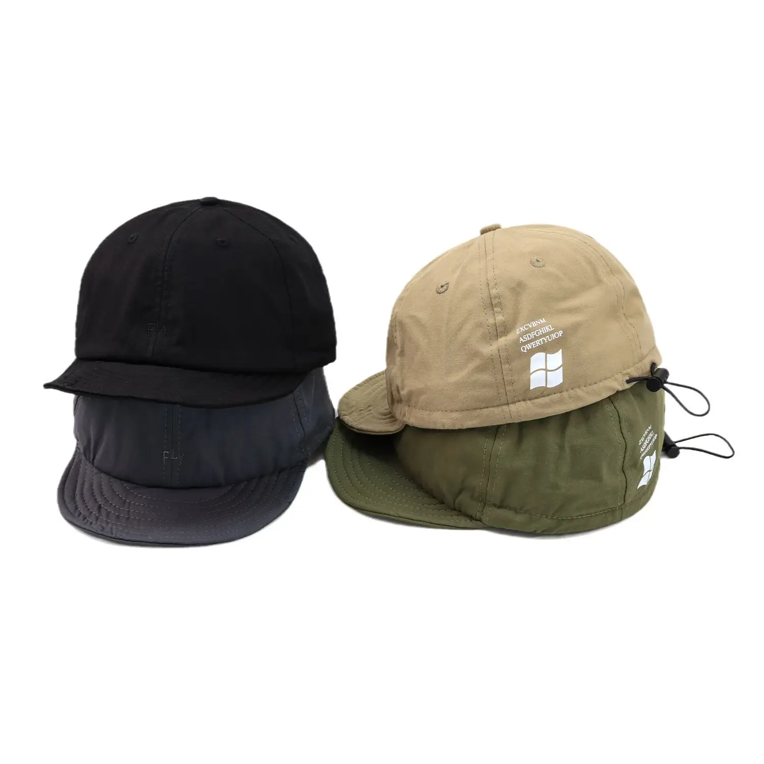 Japanese Style Drawstring Cap Black Wash Men Women