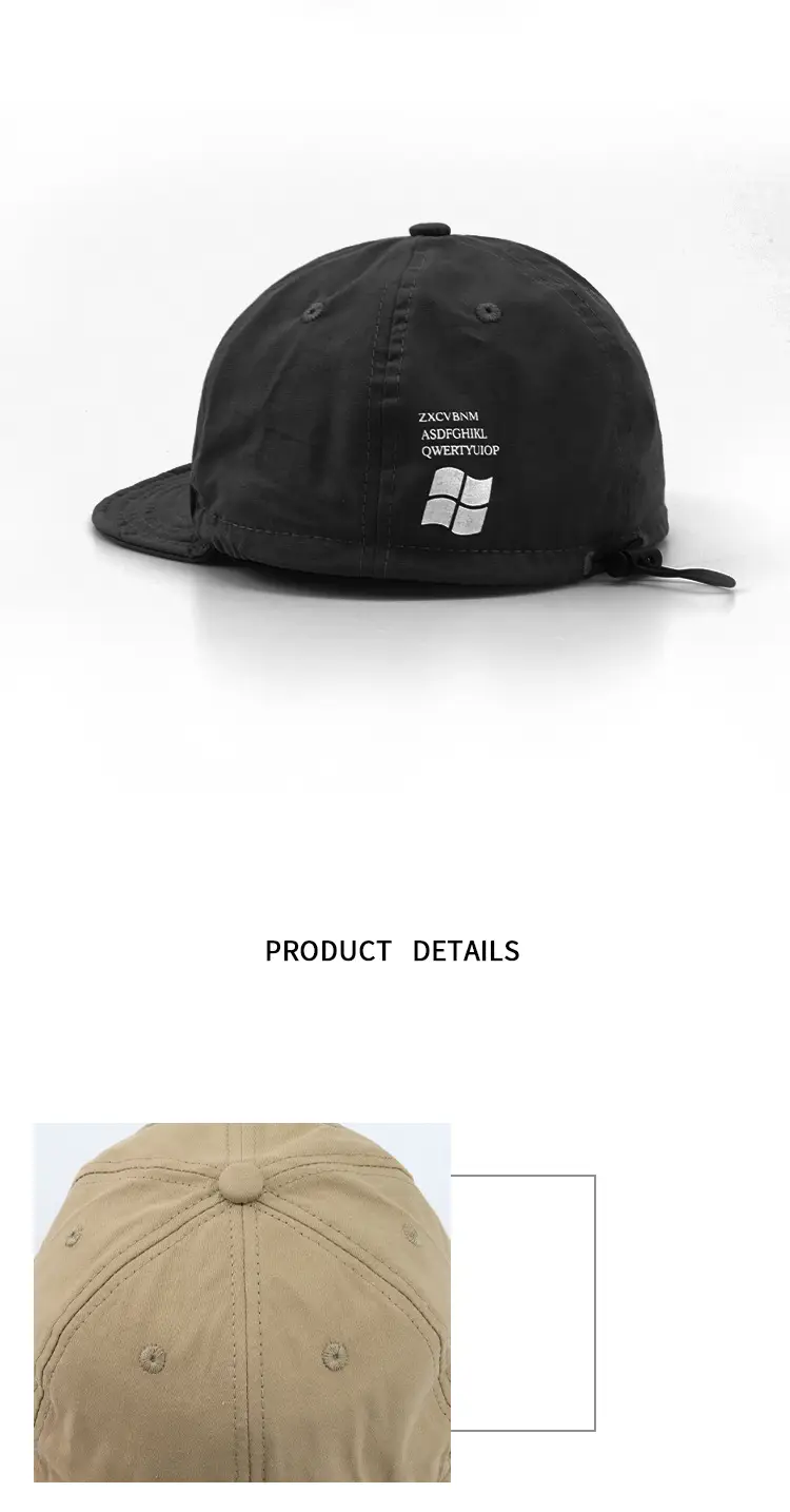 Japanese Style Drawstring Cap Black Wash Men Women — feature 10