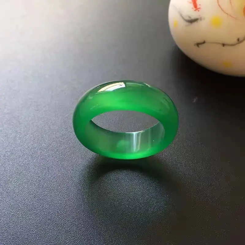 Jade Agate Ring Clear White Multi Color for Men Women - Image 2