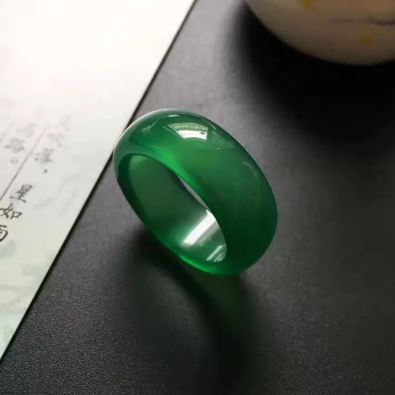 Jade Agate Ring Clear White Multi Color for Men Women — feature 3