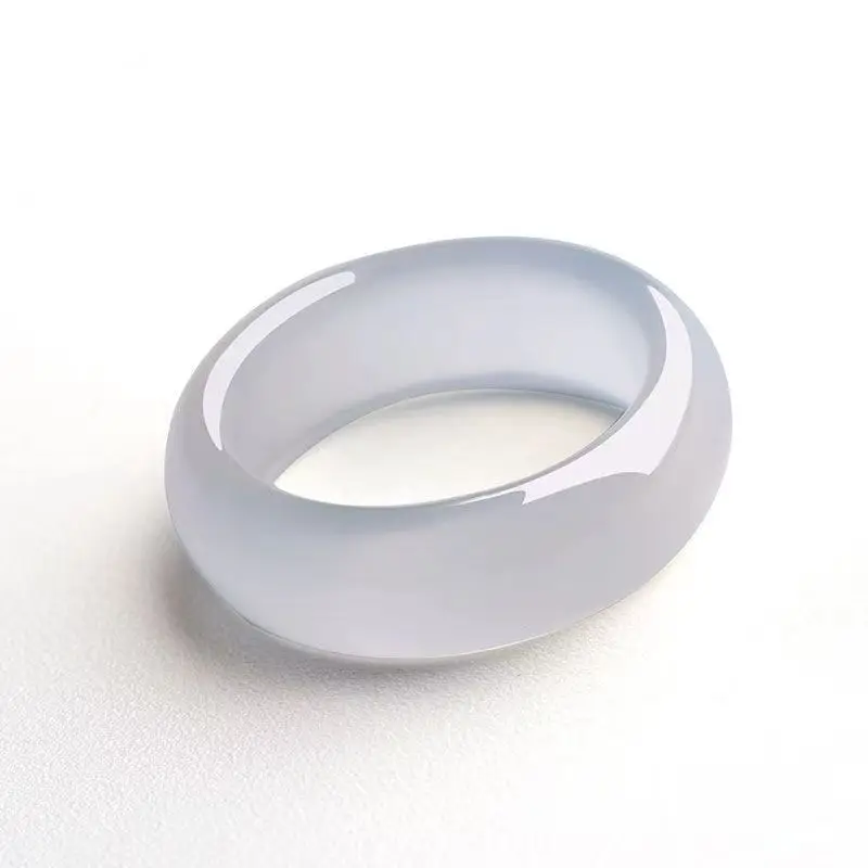 Jade Agate Ring Clear White Multi Color for Men Women - Image 3