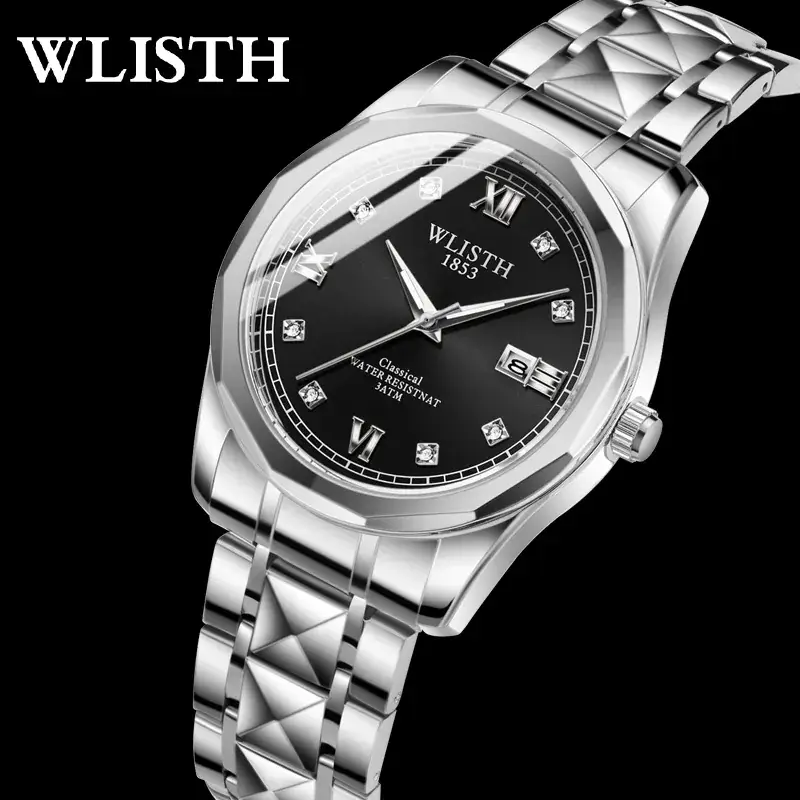 Wristwatch Men Stainless Steel Luminous Quartz Waterproof
