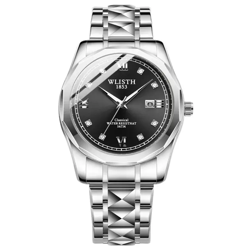 Wristwatch Men Stainless Steel Luminous Quartz Waterproof