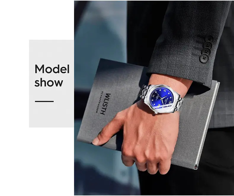 Wristwatch Men Stainless Steel Luminous Quartz Waterproof — feature 8