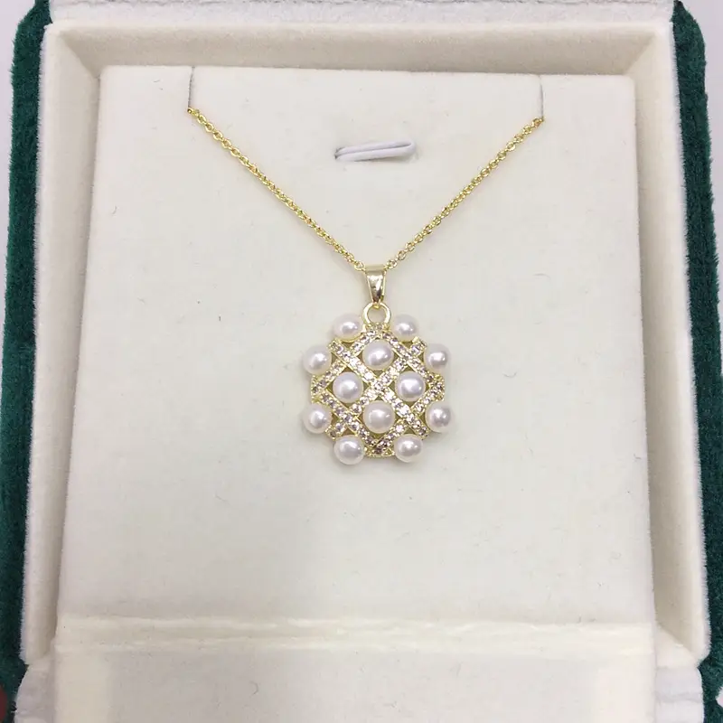 Luxury Pearl Pendant Necklace with Multi-Bead Design - Image 3