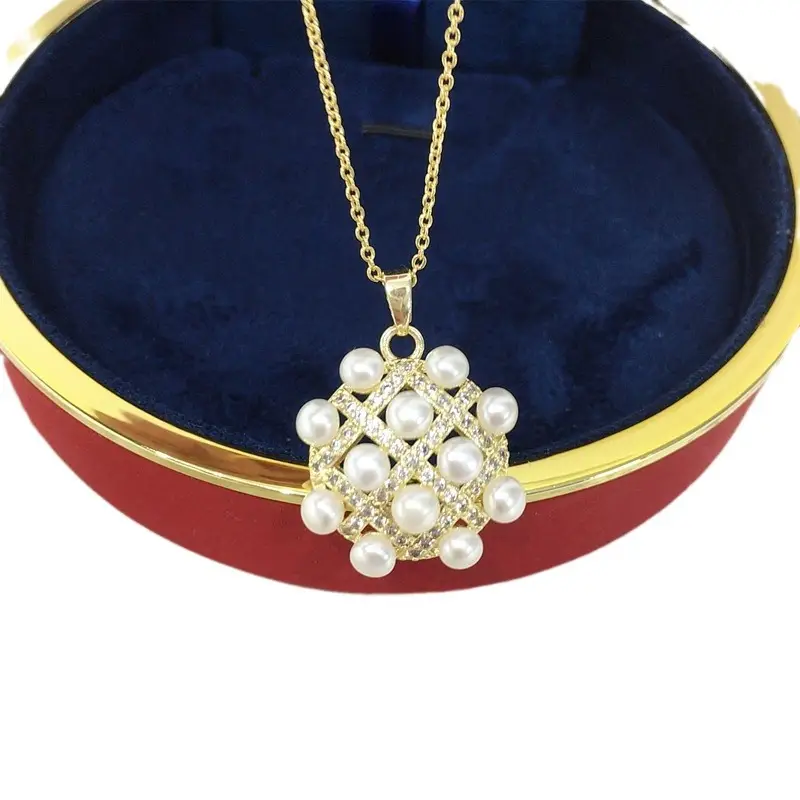 Luxury Pearl Pendant Necklace with Multi-Bead Design - Image 6