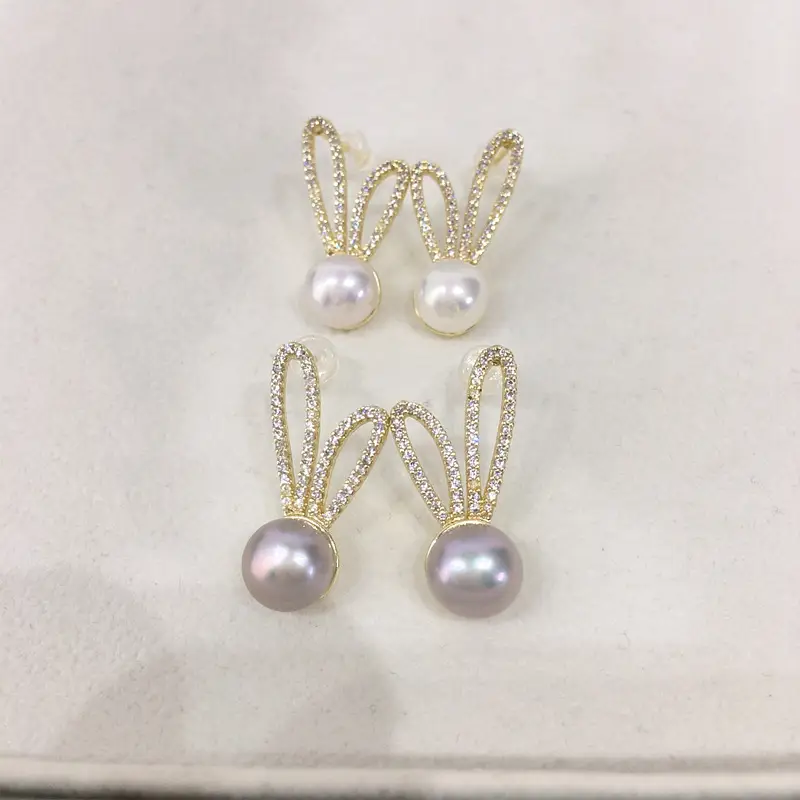 Rabbit Ear Pearl Earrings 18k Gold Filled S925 Sterling Silver - Image 3
