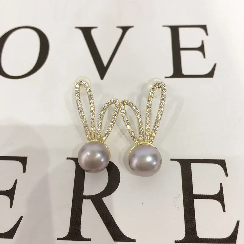 Rabbit Ear Pearl Earrings 18k Gold Filled S925 Sterling Silver - Image 4