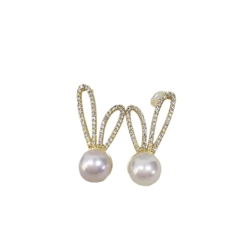 Rabbit Ear Pearl Earrings 18k Gold Filled S925 Sterling Silver - Image 6