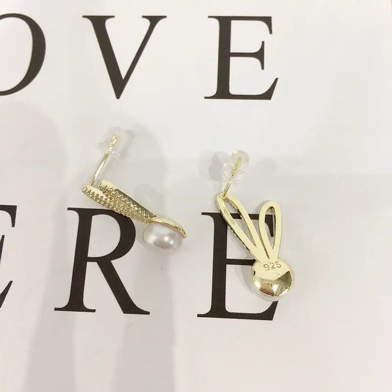 Rabbit Ear Pearl Earrings 18k Gold Filled S925 Sterling Silver — feature 10