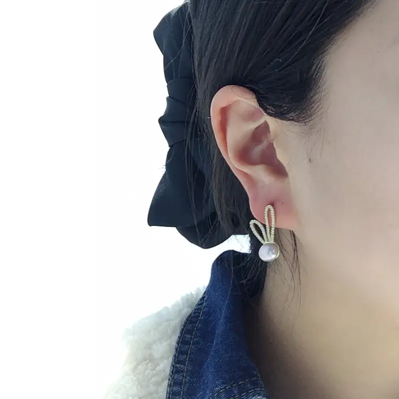 Rabbit Ear Pearl Earrings 18k Gold Filled S925 Sterling Silver — feature 14