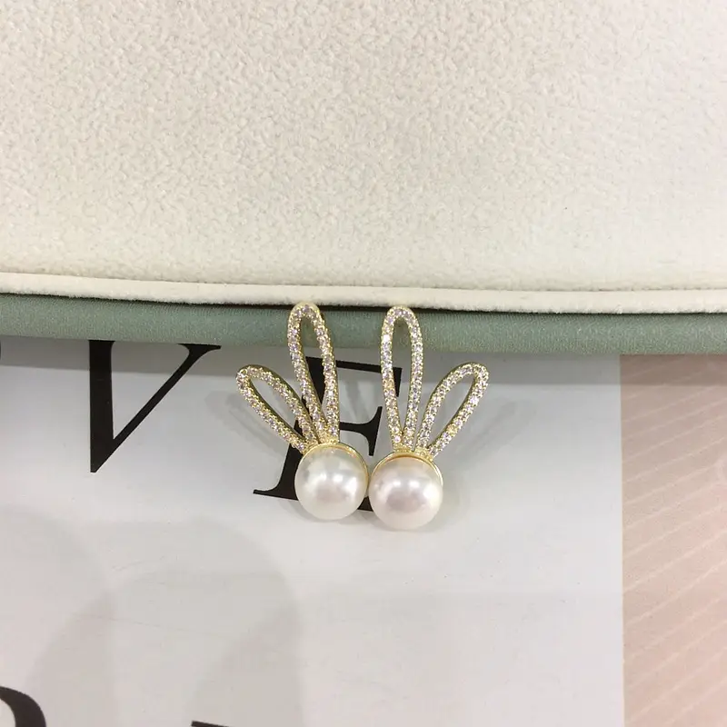 Rabbit Ear Pearl Earrings 18k Gold Filled S925 Sterling Silver — feature 4