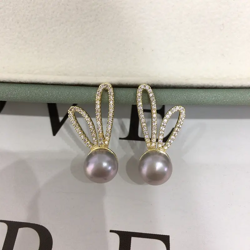 Rabbit Ear Pearl Earrings 18k Gold Filled S925 Sterling Silver — feature 5