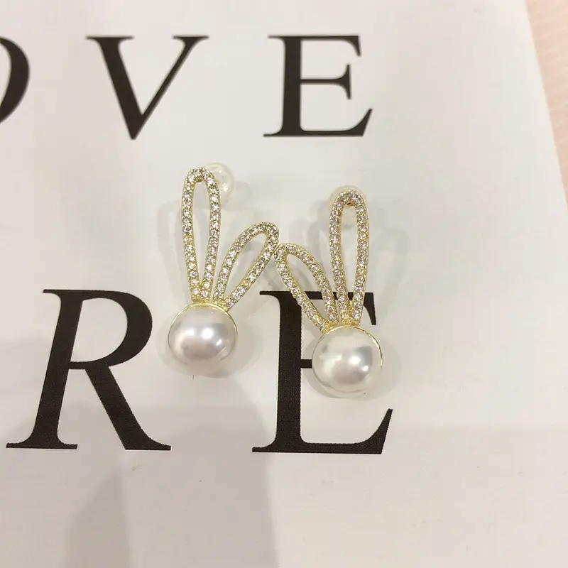 Rabbit Ear Pearl Earrings 18k Gold Filled S925 Sterling Silver — feature 9